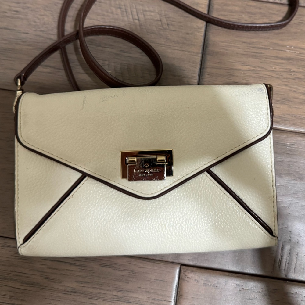 Kate Spade Cream and Brown Wristlet